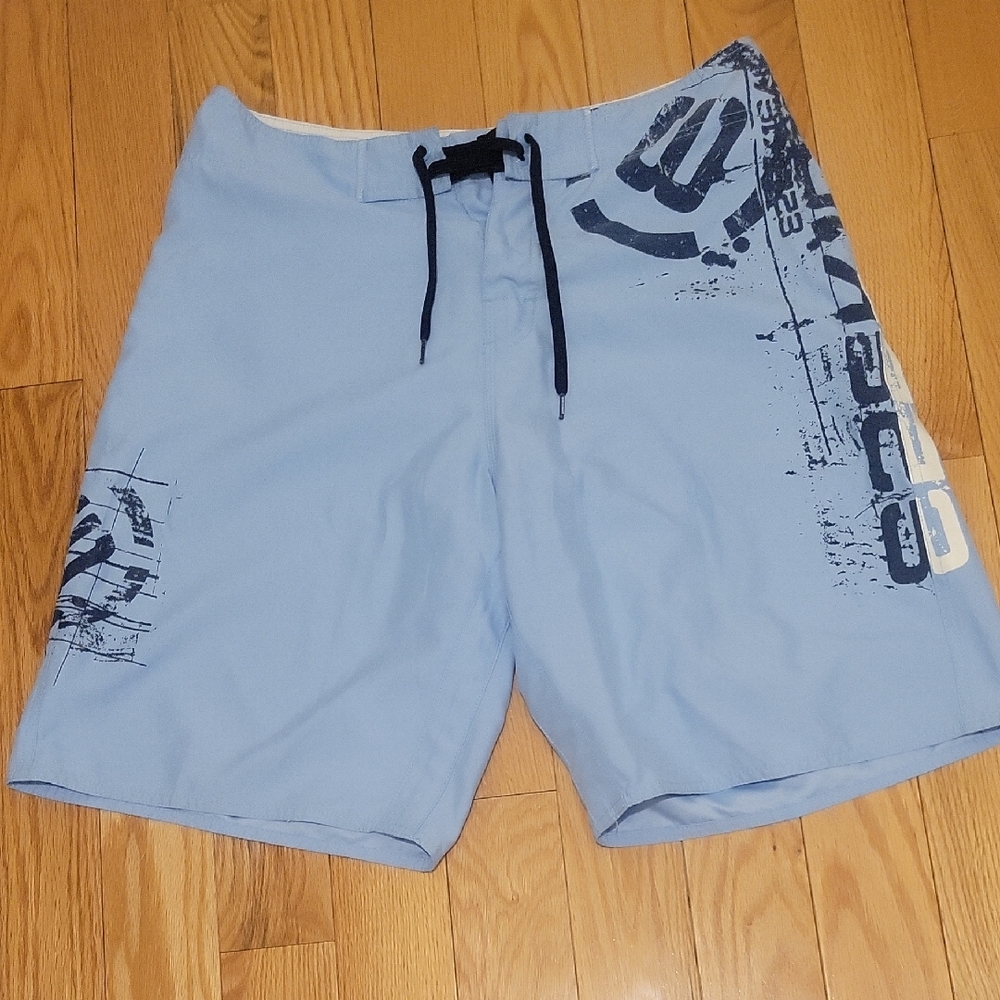 Ezekiel Light Blue and Dark Blue Board Shorts with Graphic Design